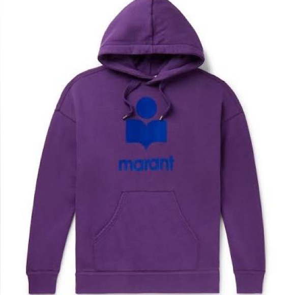 Isabel Marant - Miley Logo-Flocked Fleece-Back Jersey Hoodie - Purple Size S/M